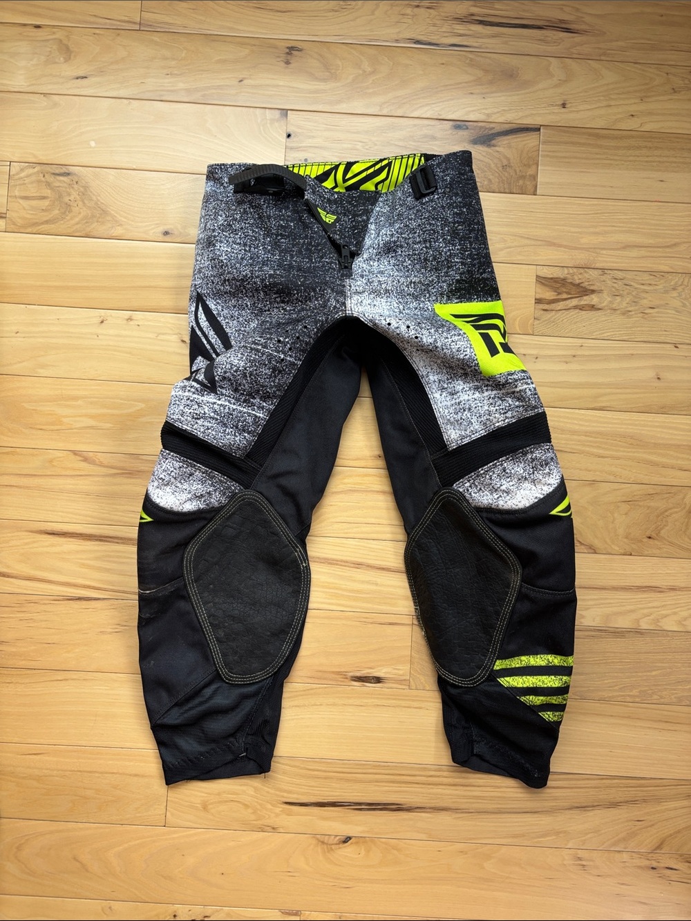 Youth Black & Neon Green Motocross Pants